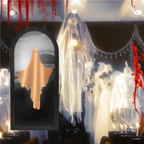 2025 Halloween Hologram Ghost Mirror - Spooky LED Indoor Decor, Scary Party - Picture 2 of 7
